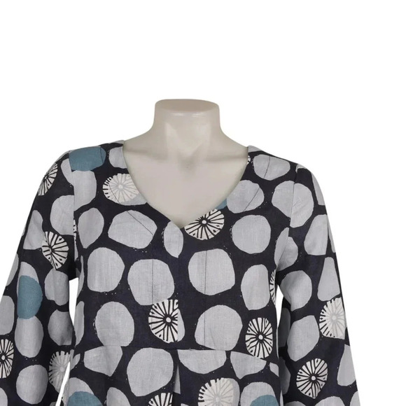 White Stuff Linen Tunic Top Shirt Blue Polka Dot Floral Size 6 - Picture 4 of 12